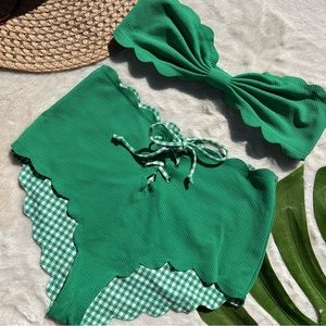 Marysia Reversible Gingham High Waisted Bikini Set